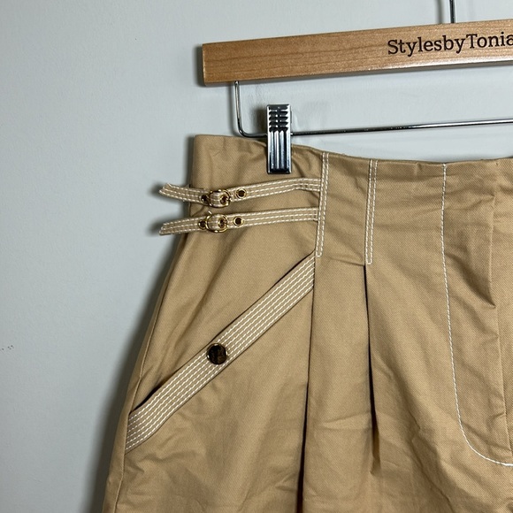 Veronica Beard Jaffe Short Khaki pleated cotton-blend twill shorts Sz 12 NEW - Picture 6 of 13